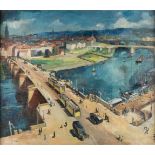 GÜNTHER BLECHSCHMIDT1891 Sohra - 1976 OppachBlick auf die Dresdner Neustadt und Augustusbrücke Öl