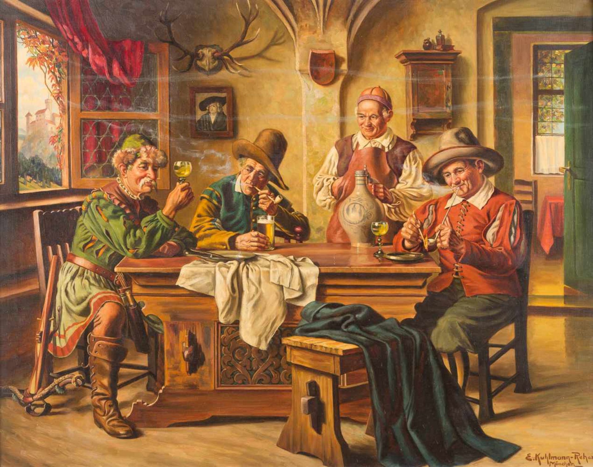 EMIL KUHLMANN REHER1886 Deutschland - 1957Die Weinprobe Öl auf Leinwand. 80,5 x 100 cm (R. 101,5 x