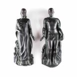 DEUTSCHER BILDPLASTIKERTätig im 20. Jh.Zwei Heilige: Florian und Barbara Bronze, dunkel, teils