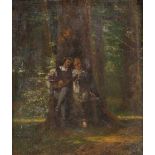 ALBERT CONRAD1837 Torgau - 1887 BerlinVertrautes Liebespaar Öl auf Leinwand auf Holz. 35 x 30 cm (R.