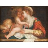 SÜDDEUTSCHER MEISTERTätig im 17. Jh.VENUS MIT PUTTI Öl auf Kupferplatte. 10,6 x 13,7 cm (R. 19 x