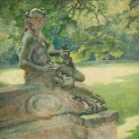 AUGUST ACHTENHAGEN1865 Berlin - 1938Sandsteinfigur im Park Öl auf Platte. 66,5 x 67 cm (R. 79 x 78,5