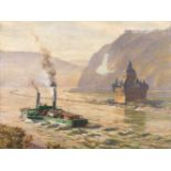 CORNELIUS WAGNER1870 Dresden - 1956 SöckingDer Rhein bei der Pfalz Öl auf Leinwand (doubl.). 60,5