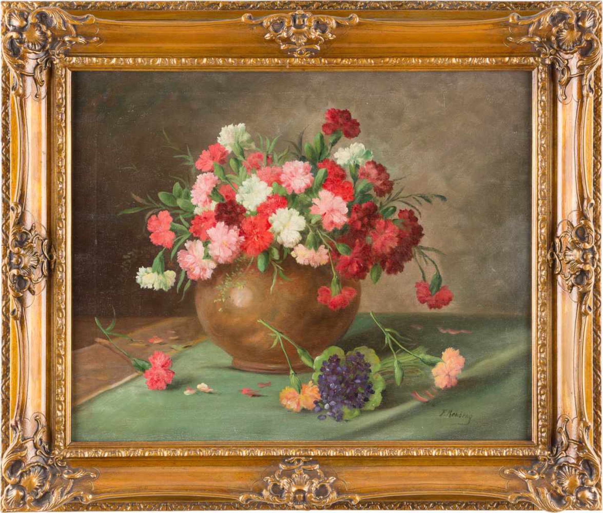 F. ROMBERGwohl 1856 - 1911Blumentillleben mit Chrysanthemen Öl auf Leinwand. 49,5 x 60,5 cm (R. 65,5 - Bild 2 aus 2