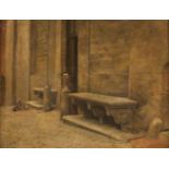DEUTSCHE SCHULEum 1883Kirchhof in Siena Öl auf Leinwand. 31,5 x 40 cm (R. 42,5 x 51,5 cm). Bez.