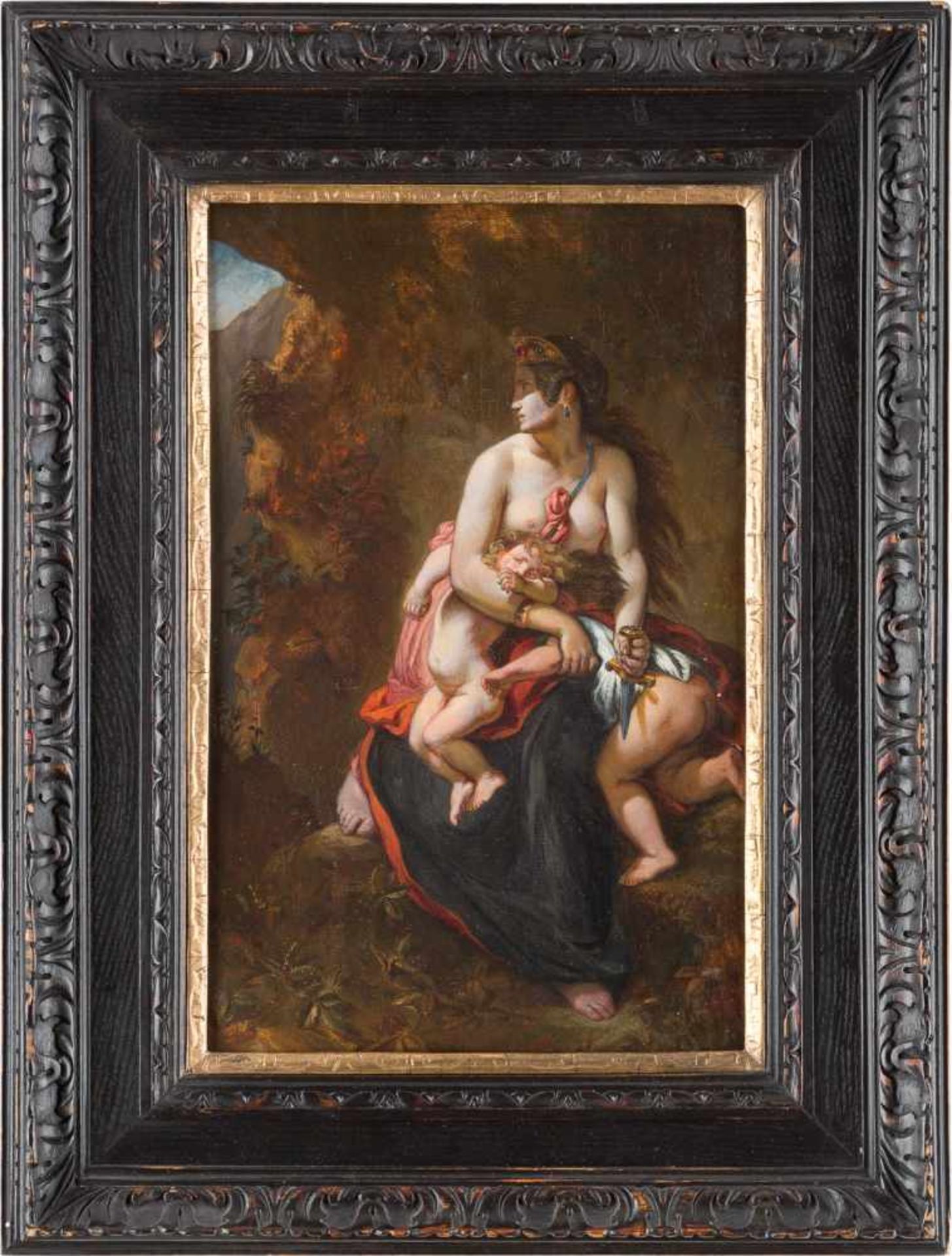 EUGÈNE DELACROIX (UMKREIS)1798 Charenton-St-Maurice - 1863 ParisMedea Öl auf Holz. 32,5 x 20,5 cm ( - Bild 2 aus 2