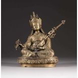 BRONZEFIGUR: NYINGMAPA Nepal/Tibet, um 1900 Bronze. H. 32,5 cm. Min. besch., part. min. best.,