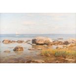 GUSTAV EUGEN DÜCKER1841 Ahrensburg - 1916 DüsseldorfAm Ostseestrand Öl auf Leinwand (doubl.). 78 x