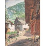 PAUL DOERING1864 Deutschland - 1947 Los Angeles/USADORFIDYLLE IN DEN ALPEN Aquarell auf Bütten. SM