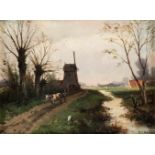 M.A. KOEKKOEKTätig 2. Hälfte 19. Jh.Holländische Landschaft mit Windmühle Öl auf Leinwand. 22,5 x