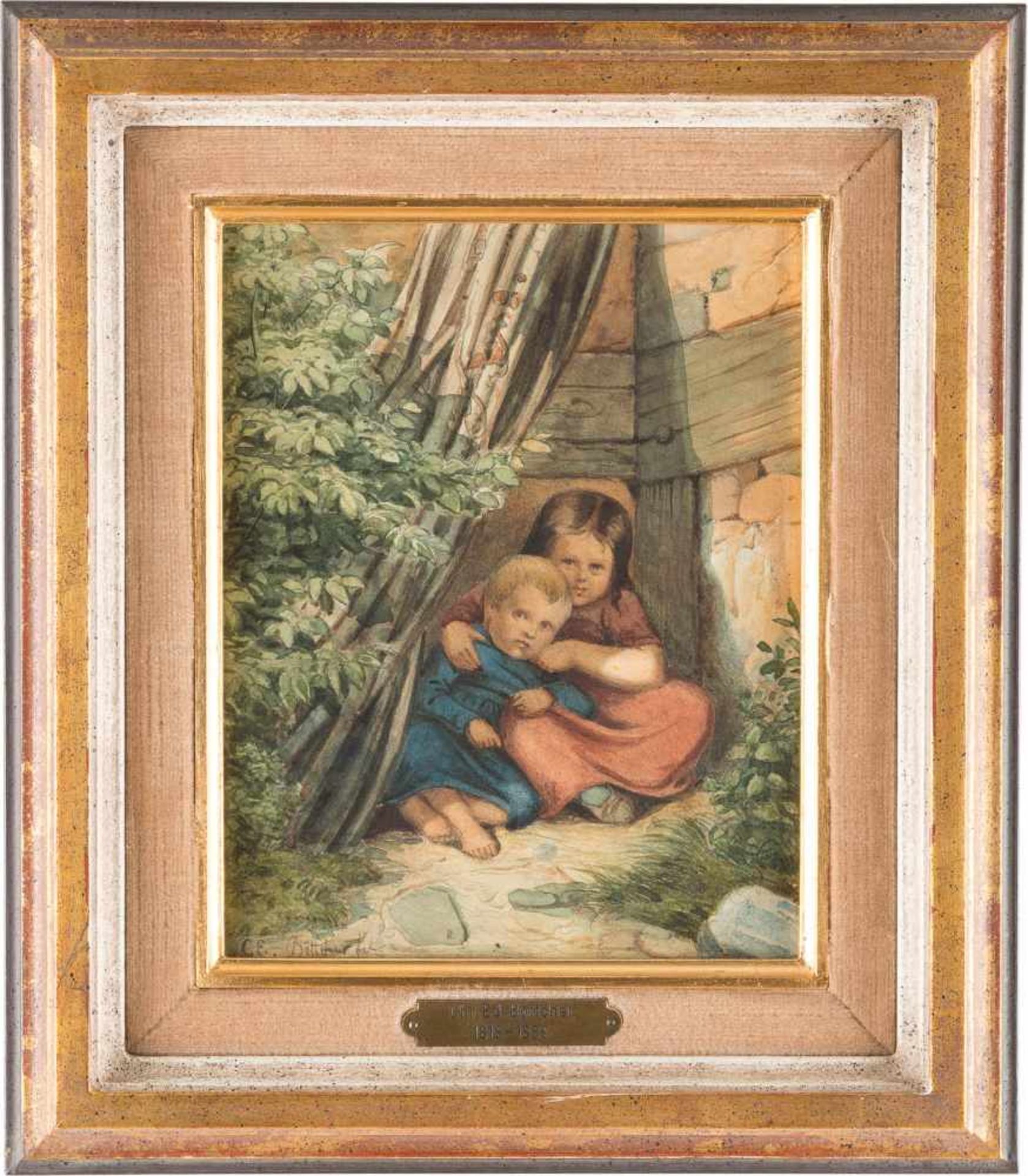 CHRISTIAN EDUARD BOETTCHER1818 Imgenbroich - 1889 DüsseldorfDAS VERSTECKSPIEL Aquarell über - Image 2 of 2