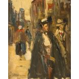 JOHANNES KAREL VEERMAN1907 Leiden - ?Auf der Straße Öl auf Leinwand. 26 x 21 cm (R. 37,5 x 32,5 cm).