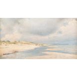 EUGEN BRACHT1842 Morges - 1921 DarmstadtAm Strand von Rügen Öl auf Leinwand auf Malkarton. 45 x 80,5