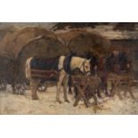 HANS VON HAYEK1869 Wien - 1940 MünchenPferde bei der Rast Öl auf Leinwand. 100 x 150 cm (R. 123,5
