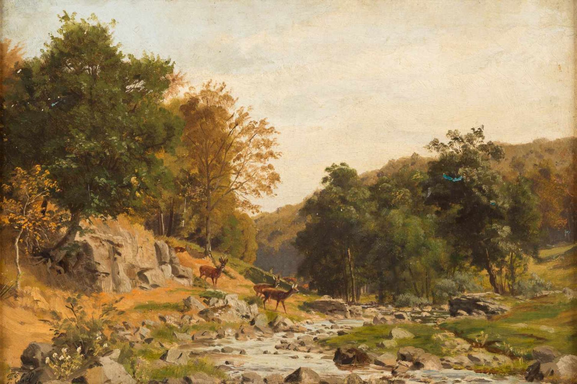 FRITZ CARL WERNER EBEL1835 Lauterbach - 1895 DüsseldorfKonvolut Gemälde. Rehe auf einer Lichtung ( - Bild 3 aus 4