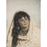 CESARE BISEO1843 Rom - 1909 ebendaDIE ANDALUSIERIN Aquarell auf Bütten. SM 68 x 50 cm (R. 98 x 75