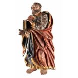 APOSTEL PETRUS Deutsch, 15. Jh. Holz, reliefplastisch geschnitzt, polychrom gefasst, teils