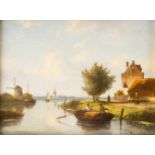EVERHARDUS KOSTER1817 Den Haag - 1892 DordrechtSommertag am Kanal Öl auf Holz. 17,5 x 24 cm (R. 37 x