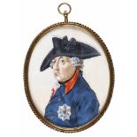 PORTRAITMINIATUR FRIEDRICH DER GROSSE VON PREUSSEN Deutsch, um 1900 Gouache, wohl auf Elfenbein.