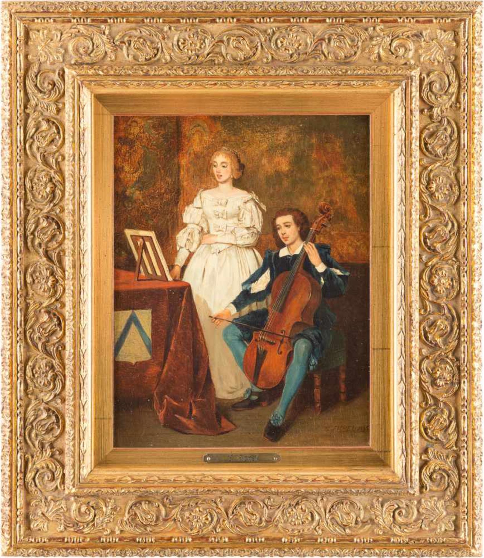 EUGÈNE BENJAMIN FICHEL1826 Paris - 1895 ebendaKammermusik Öl auf Holz. 26,5 x 21 cm (R. 44 x 37,5 - Bild 2 aus 2