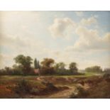 AUGUST WEBER1817 Frankfurt a.M. - 1873 DüsseldorfWestfälische Landschaft Öl auf Leinwand (doubl.).