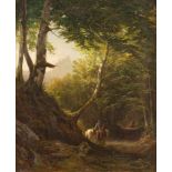 DEUTSCHE SCHULEum 1875Spaziergang im Wald Öl auf Leinwand (doubl.). 56,5 x 46 cm (R. 70,5 x 60,5