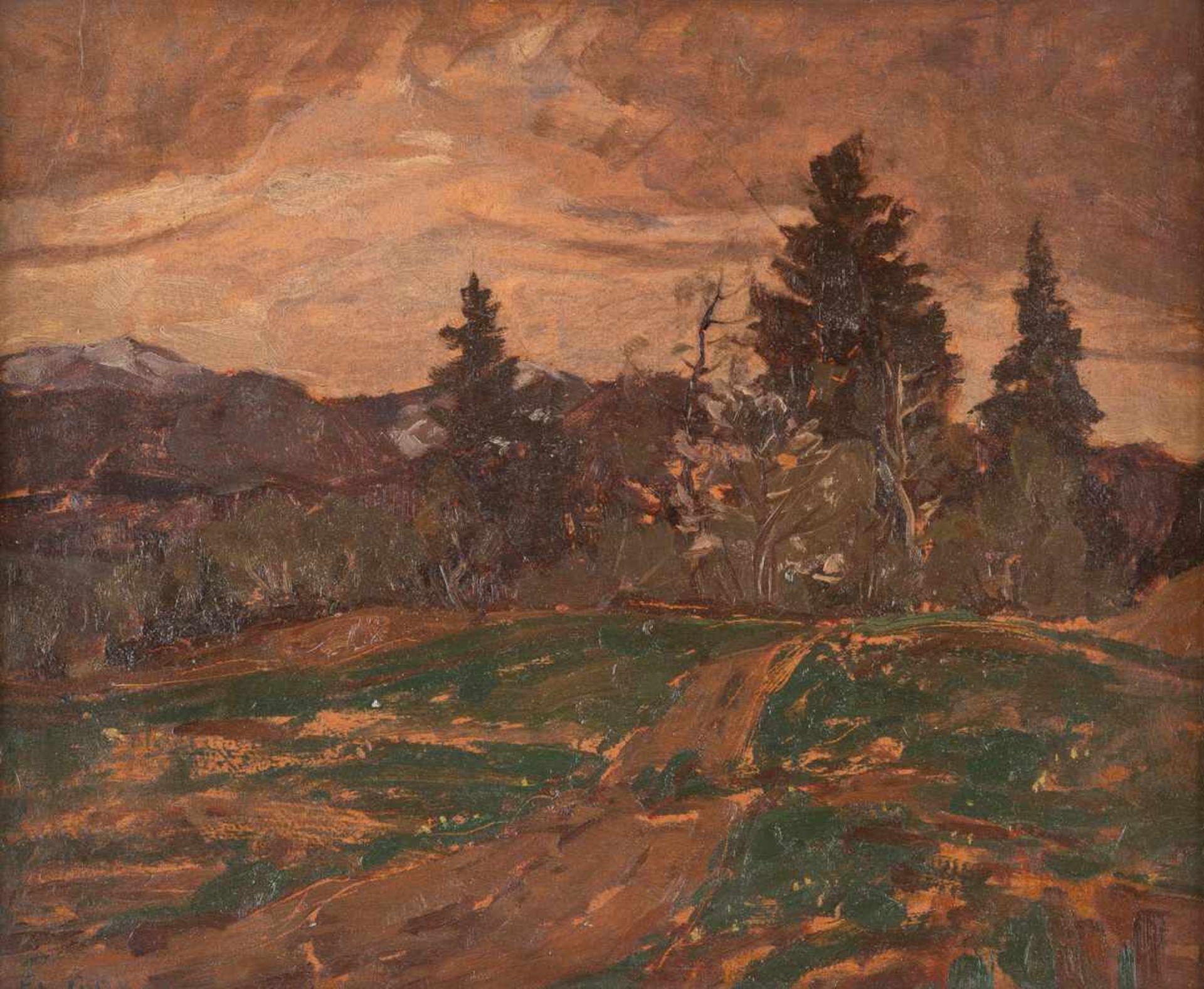 FRIEDRICH CARL ROSEN1897 - 1952Herbstlandschaft Öl auf Malkarton. 53 x 42 cm (R. 43,5 x 35,5 cm).