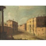 VENEZIANISCHER MEISTERTätig Mitte 18. Jh.STRASSENSZENE IN VENEDIG MIT SPAZIERGÄNGERN UND TEMPELRUINE