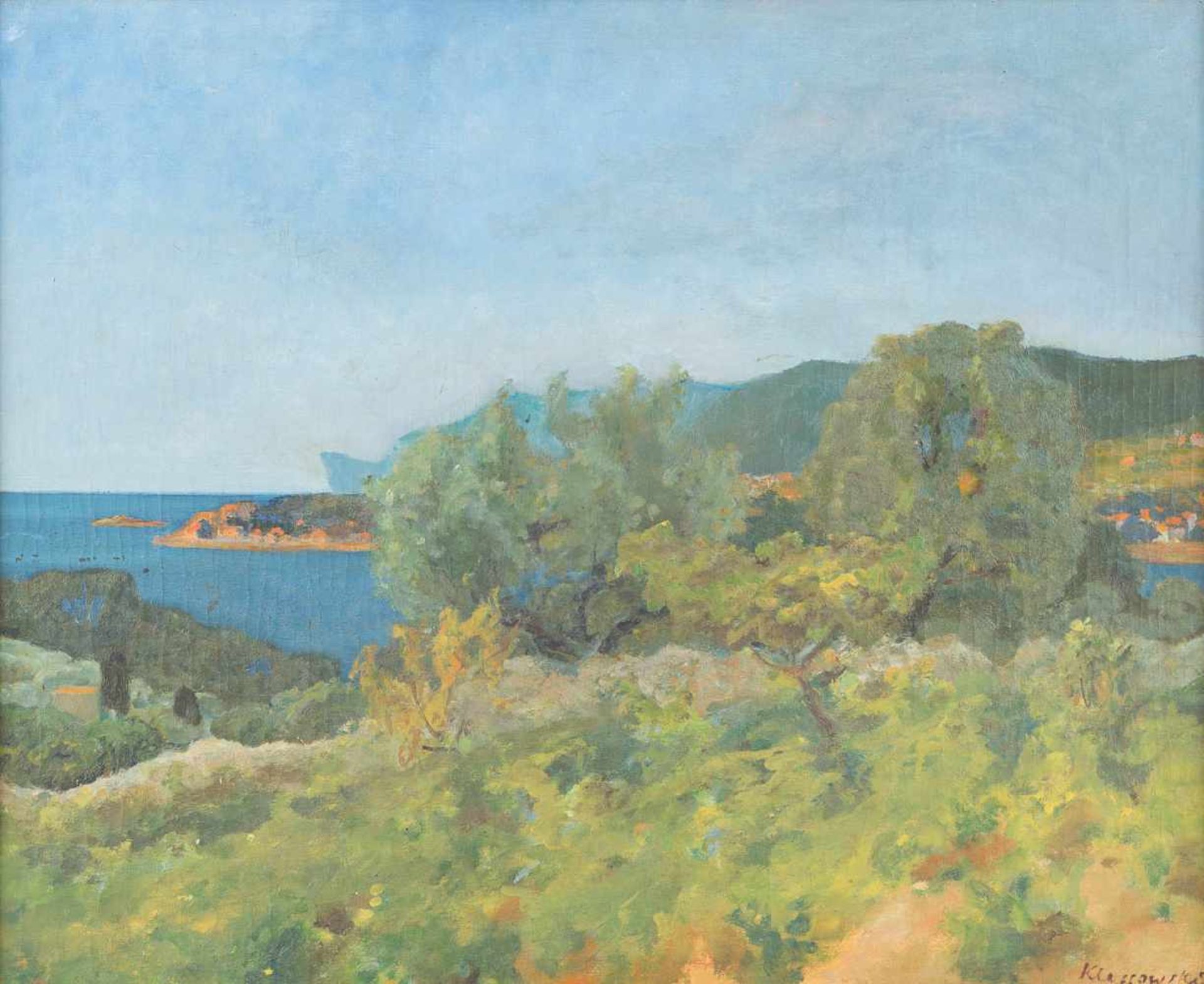 ERICH KLOSSOWSKI1875 Ragnit (Ostpreußen) - 1949 Sanary-sur-MerMittelmeerküste Öl auf Leinwand auf