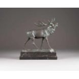 OTTO SCHMIDT-HOFER1873 Berlin - 1925 ebendaRöhrender Hirsch Bronze, dunkel patiniert, schwarzer