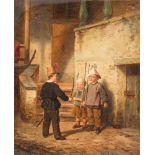 AUGUSTE BACHELIN1830 Neuchâtel - 1890 BernKinder beim Soldatenspiel Öl auf Leinwand (doubl.). 50 x