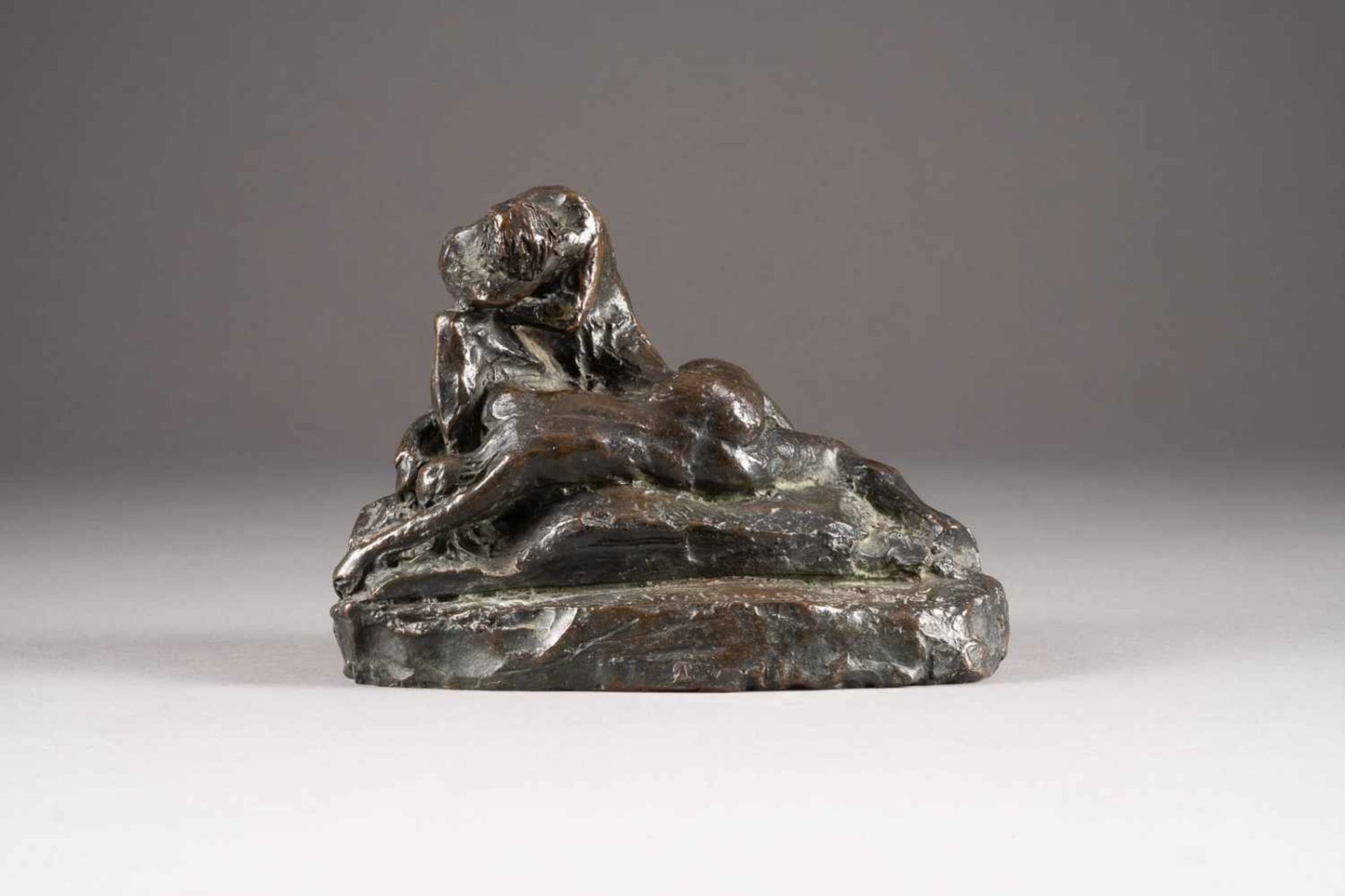 NIKOLAUS GEIGER1849 Lauingen - 1897 BerlinNach dem Sündenfall Bronze, braun patiniert. H. 14,5 cm,