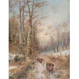 THEODOR WAGNER1800 - 1880Wildschweine im Winterwald Öl auf Leinwand. 68,5 x 56 cm (R. 83,5 x 67,5