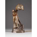PETER TERESZCZUK1875 Wybudow - 1963 WienFigürliche Tischlampe Bronze, braun patiniert. H. 39 cm.