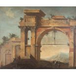 ANTONIO ZUCCHI (ATTR.)1726 Venedig - 1795 RomMONUMENTALES GEMÄLDE MIT ANTIKER TEMPELRUINE UND