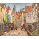 KARL ARMBRUST1867 Itzehoe - 1928 KasselGasse im historischen Marburg Öl auf Leinwand. 80 x 93 cm (R.