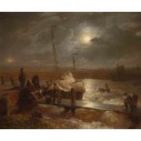 ANDREAS ACHENBACH1815 Kassel - 1910 DüsseldorfHeimkehr bei Vollmond Öl auf Leinwand. 50,5 x 61 cm (