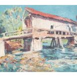 JOSEF STEIB1898 München - 1957 CochemBrücke am Fluss Öl auf Leinwand. 61 x 70,5 cm (R. 71 x 80,5