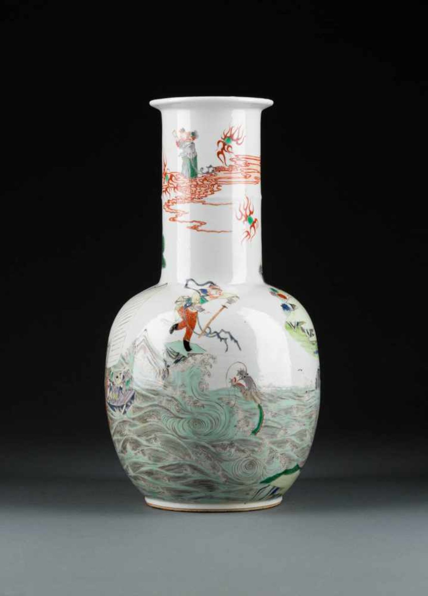 FAMILLE VERTE-VASE MIT FIGÜRLICHER SZENERIE China, 18./19. Jh. Porzellan, polychrome