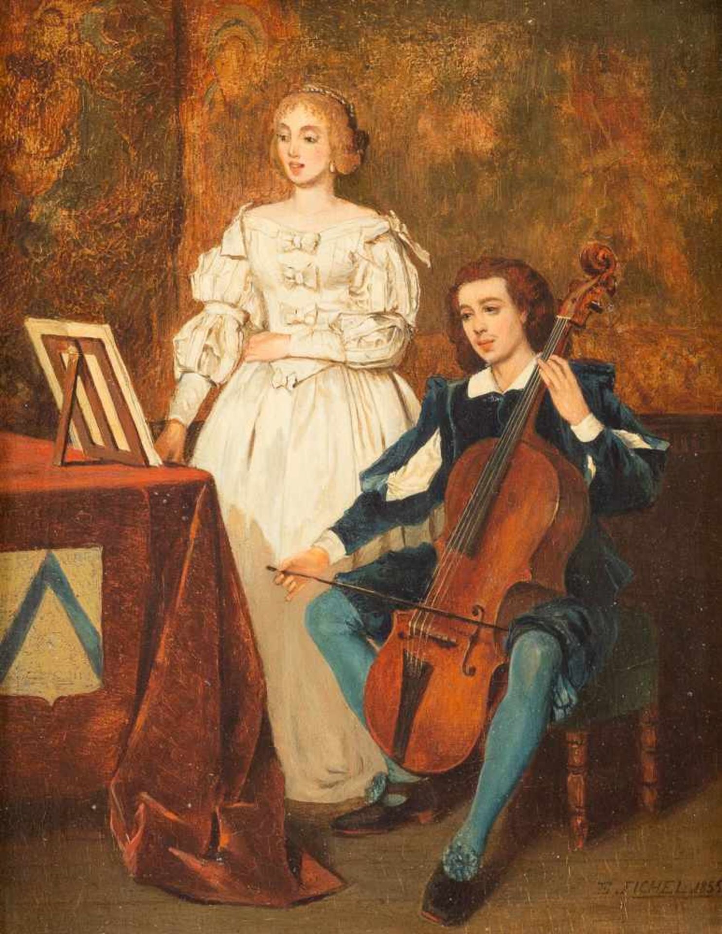 EUGÈNE BENJAMIN FICHEL1826 Paris - 1895 ebendaKammermusik Öl auf Holz. 26,5 x 21 cm (R. 44 x 37,5