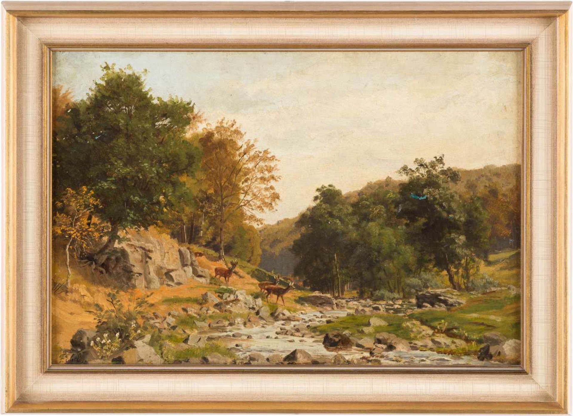 FRITZ CARL WERNER EBEL1835 Lauterbach - 1895 DüsseldorfKonvolut Gemälde. Rehe auf einer Lichtung ( - Bild 4 aus 4