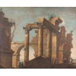 ANTONIO ZUCCHI (ATTR.)1726 Venedig - 1795 RomMONUMENTALES CAPRICCIO MIT ANTIKER TEMPELRUINE UND