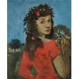 ROLAND OUDOT1897 Paris - 1981 ebendaFrau in rotem Kleid Öl auf Leinwand. 73 x 60,5 cm (R. 86,5 x