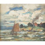 FRITZ KÖHLER1887 Moritzberg - 1972 DüsseldorfBOOTE AN DER KÜSTE Gouache auf Papier, aufgezogen auf