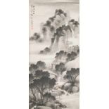 TUSCHEMALEREI: LANDSCHAFT VON XISHAN IM REGEN China, 20. Jh. Tusche auf Xuan-Papier. SM. ca. 91 cm x