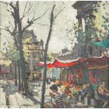 CONSTANTIN KLUGE1912 - 2003Pariser Boulevard Öl auf Leinwand. 65,5 x 65 cm (R. 79,5 x 79 cm).