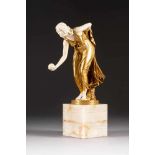 WALTER SCHOTT1861 Ilsenburg - 1938 BerlinKugelspielerin Bronze, vergoldetet, Elfenbein,