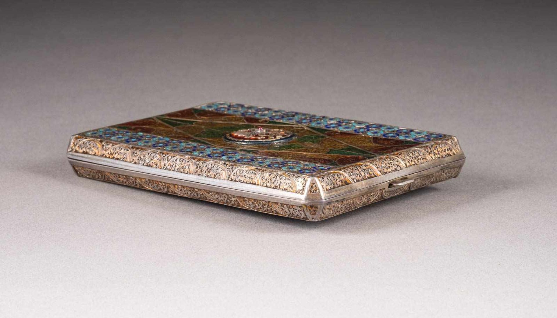 PLIQUE-À-JOUR-EMAIL-ETUI MIT DOPPELADLER Russland, Moskau, 1908-1917 und später Silber, - Bild 2 aus 2