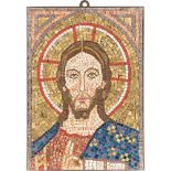 MOSAIK MIT CHRISTUS PANTOKRATOR Vatikanstadt, S. Pietro, um 1900 Polychrome Tesserae, Metallrahmung.