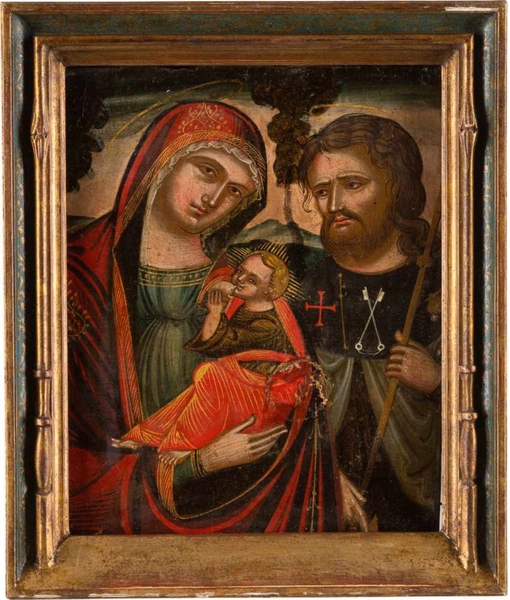 IKONE MIT DER GOTTESMUTTER 'GALAKTOTROPHOUSA' MIT DEM HEILIGEN ROCHUS Veneto-Kretisch, 16. Jh.